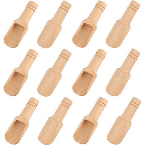Mini cuillères en bois - Lot de 12, pour la cuisine et la pâtisserie (1/4)
