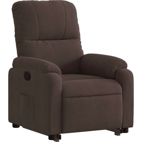 Fauteuil relax TV rembourrage confortable fonction de levage électrique en tissu microfibre marron DEC028061