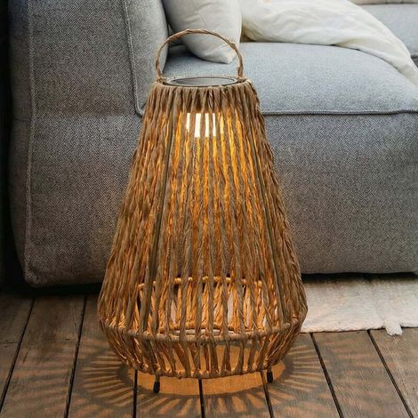 [GEBRAUCHT] B-Ware Lindby LED-Solarleuchte Amaria Gartenlampe Rattan dimmbar warmweiß Ø27cm 37cm (1/2)