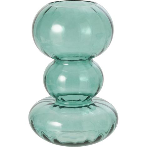 Vase Bulle en Verre "Rosalie" 33cm Bleu Pétrole (1/4)