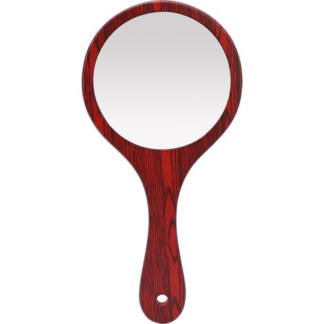 Miroir de maquillage vintage avec poignée en bois et trou de suspension pour salle de bain (1/5)