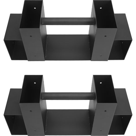 Kit de 2 supports de rangement pour bûches de chauffage extérieur avec vis, réglables, noir (1/5)