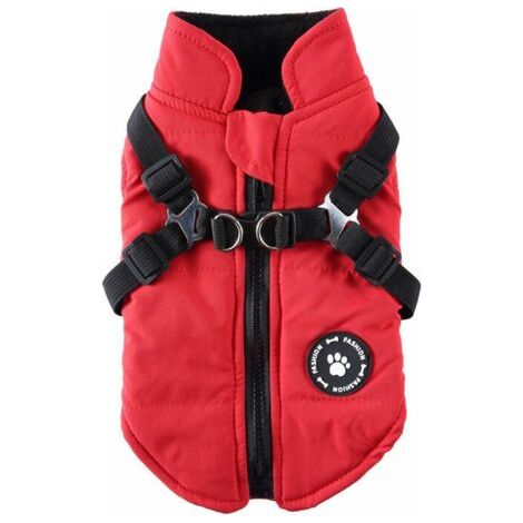 QORVA-Manteau imperméable pour chien avec harnais – Gilet épais pour chaleur – Taille S pour petits et moyens chiens – Fermeture à glissière (1/5)