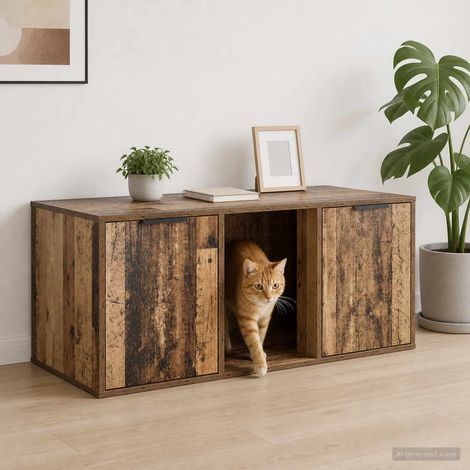 vidaXL Cat Crate Furniture Old Wood 100 x 49 x 45 cm Engineered Wood (1/5)