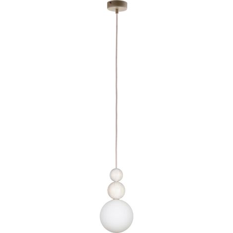 Suspension japandi boule en verre beige et blanc avec perles bois 1x G9 12W RONA Sigma Lighting (1/3)