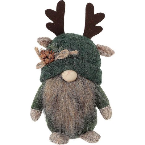 Gnome de Noël avec bois de cerf, poupée gnome, décoration de bureau, poupée gnome de la forêt, décoration de table (1/3)