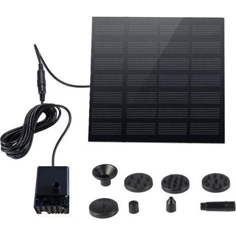 1.5W Fontaine Solaire Pompe, USB Fontaine Bassin 190 L/H 6 Différents Types d'eau, Fontaine Flottante Pompe Bassin Solaire pour Exterieur, Jardin, DÉtang, Bain d'Oiseaux, Piscine, Gardin (1/4)