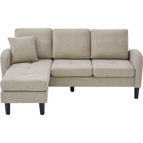 166 x 118 x 77 cm, canapé d’angle en L avec méridienne – canapé 3 places, tissu côtelé, pieds en plastique, design modulaire, idéal pour salon, appartements et bureaux (1/5)
