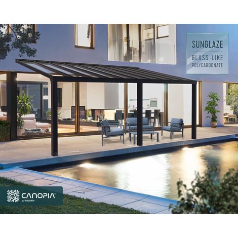 Palram - Canopia | Pergola Stockholm Marquesina De Aluminio 340X740 cm Transparente Gris (1/5)
