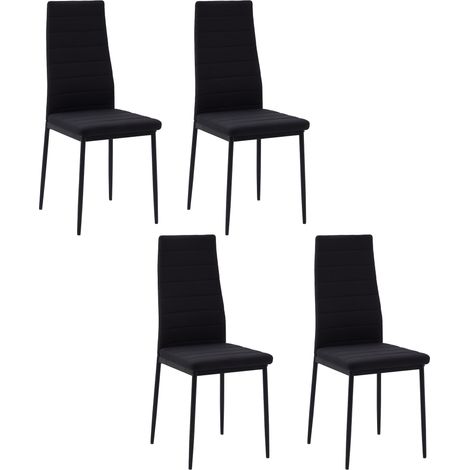 Ensemble de 4 chaises rembourrées pour salon ou salle à manger, chaises de cuisine modernes, en métal et tissu noir (1/5)