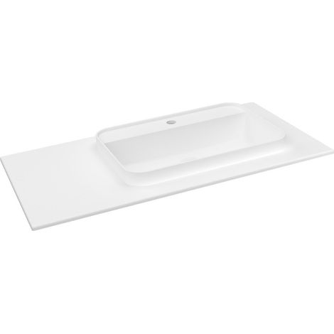 Lavabo BRAHEA 96,6x51,5cm (20+75), Rockstone, droite, blanc mat (1/2)