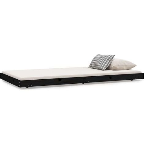Maison Exclusive - Massivholzbett Schwarz 100x200 cm Kiefer (1/5)