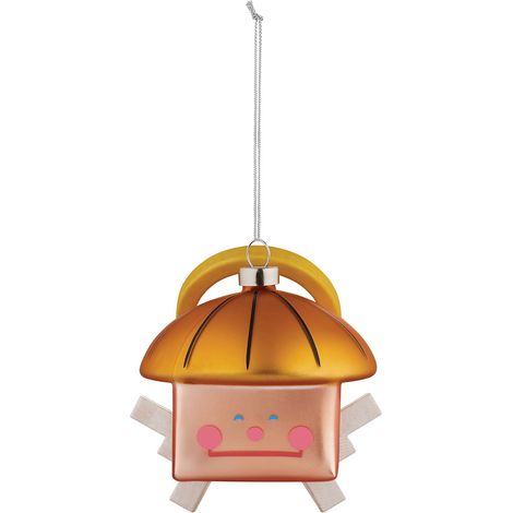 Alessi Decorazione Natalizia in Vetro soffiato Decorata a Mano, Multicolore, 8.5 cm x 8 cm x 7 cm