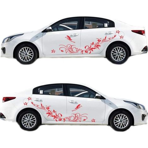 Bardusch Sticker Autocollant de voiture Fleur Rotin carrosserie latérale et capot (rouge) (1/5)
