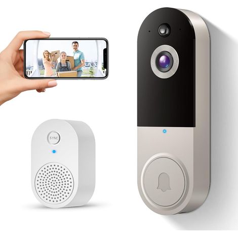 1080P Wireless Video Doorbell Camera with Ring Chime, Smart AI Human Detection, Night Vision, 2-Way Audio, Battery Powered, Cloud Storage, 2.4G WiFi, Indoor Outdoor Surveillance (Linen)