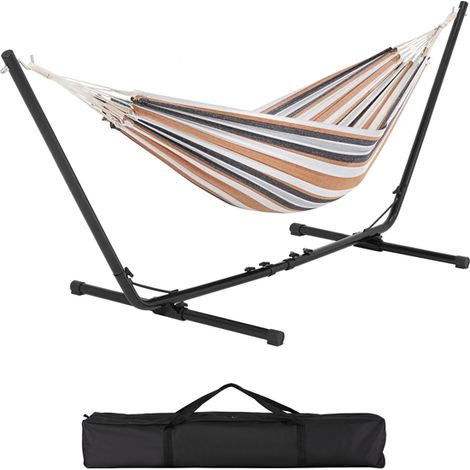 Yaheetech Hamac sur Pied avec Support Charge 200 kg, Hamac avec Sac de Transport pour 1-2 Personnes, Hauteur Réglable 310/320/330 x 101 x 101,5 cm pour Jardin, Camping, Voyage, Balcon, Cour