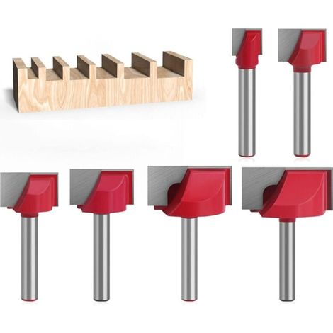 Lot de 6 Fraise de nettoyage pour fond de rabotage, 6mm Tige Fraisage à Menuiserie Fraise à Bois Fin Double Tranchant Nettoyage du Fond de Bois Routeur Bits Dia de Coupe 10/16/20/22/30/32mm (1/4)