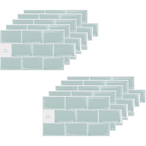 10 adhésifs muraux verts format 30.5x15.3cm - Stickers waterproof rectangulaires pour relooking déco (1/5)