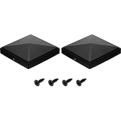 2Pcs Caps Pour Poteaux De Clôture, 150mm/5.91-inch Caps Carrés Pour Colonnes, Pyramidaux En Fer Imperméables Avec Vis Clôtures Métalliques Ou En Bois, Deck, Boîte Aux. (1/5)