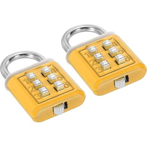 BUNTHAUS Cadenas à Combinaison à 6 Chiffres, Lot de 2 Cadenas à Mécanisme de Verrouillage à 3 Positions Par Bouton-Poussoir pour Sécurité Numérique pour Casier en Salle, Jaune