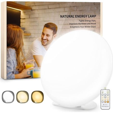 Lampe luminothérapie 10000 Lux3 modes de couleur5 niveaux de luminositéTélécommande RF4 réglages de minuterieSpectre complet LED sans UV (1/5)
