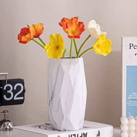 20 cm Vase Conique en Céramique Blanche pour Pampas, Moderne Haut Vase Decoratif pour Centre de Table Deco (1/3)