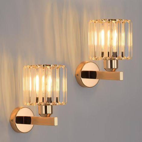 Applique Murale Intérieure Gold, Applique Murale Chambre en Cristal Moderne E27, Luminaires Intérieur Ø130mm Lot de 2, pour Couloir, Salon, Salle à Manger, Cuisine (1/5)