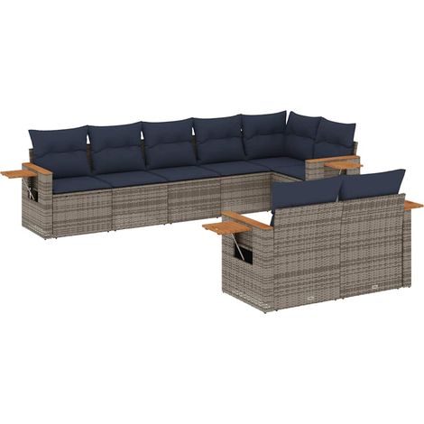 Maison Exclusive - 8-tlg. Garten-Sofagarnitur mit Kissen Grau Pol (1/5)
