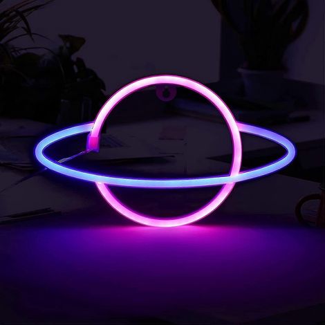 Applique murale décorative LED néon planète pour chambre, bar, chambre d'enfant, Noël, anniversaire (1/5)