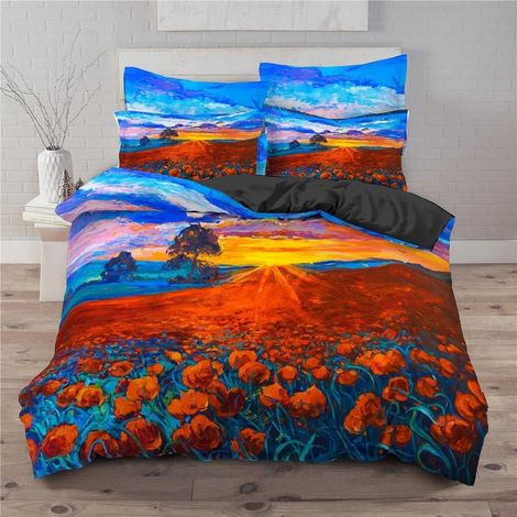 Bettwäsche Set 135x200cm mit Kissenbezug 80x80cm, Sonnenblumen Motiv, Mikrofaser