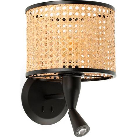 MAMBO Lampada Da Parete con lector nero/ratan ø210 (1/4)