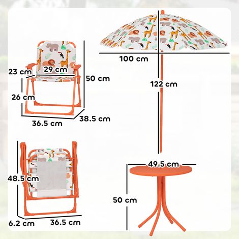 Ensemble de jardin pour enfants avec table de pique-nique et parasol orange (1/5)