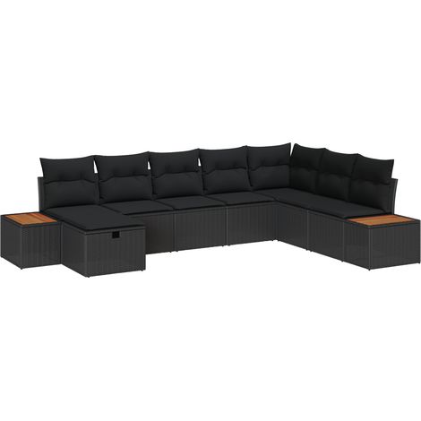 Set Divano da Giardino con cuscino Nero polyrattan vidaXL (1/5)