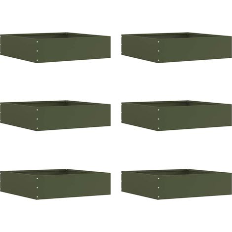 Raseneinfassung 6 pcs Olive Grün 50 x 50 x 13 cm Stahl