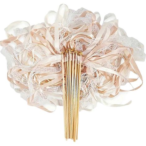 (Champagne Champagne) 20 baguettes murales en ruban satiné, parfaites pour la décoration des murs de mariage, les cadeaux d'invités, les anniversaires et les fêtes. (1/5)