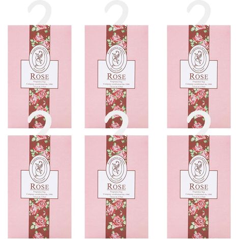 Pack of 6 Scented Wardrobe Bags, Fragranced Wardrobe Smells Good Home, Home Room Scent, Deodorising Clothes Wardrobe, Lavender, Closets Car Fragrance (6 Pink) (1/5)