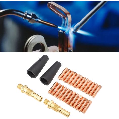 Kit de soudage MIG 28 pièces avec contact de buse de rechange sans gaz et à fil fourré accessoires pour machines à souder MIG compatibles avec Lincoln, Eastwood, etc. (1/5)