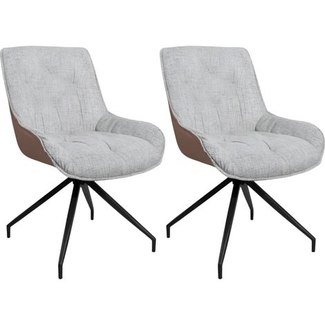Set 2 Sedie da Pranzo Grigio Chiaro con Base Fissa Gambe in Metallo