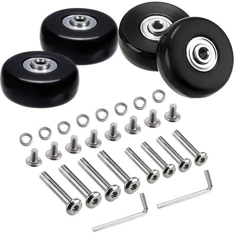 - Roue de Valise, 4 Pièces Roues Valise Remplacement, 50mm Roues Valise, Roue de Valise avec Outils, Caoutchouc Métal Roue de Valise Convient Bagages Chariots Patins (1/5)