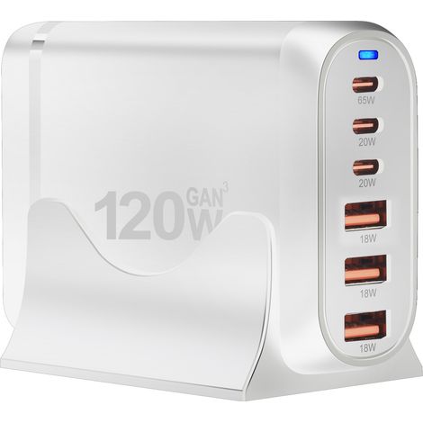 Chargeur multifonctionnel, charge rapide PD haute puissance 120 W, chargeur multiport PD pour téléphones portables et ordinat(Y01) (1/5)