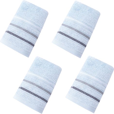 Lot de 4 serviettes de toilette, coton 100 %, ultra douces, hautement absorbantes, pour adulte (1/5)