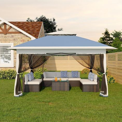 Tonnelle Pliante 3x3 m avec Moustiquaire - Barnum Pop-up Imperméable - Double Toit et Protection UV 50+