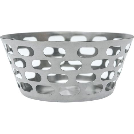Corbeille à Pain Ajourée en Acier Inoxydable Argenté 21 cm - Panier à Pain de Table - PANGIVO (1/3)