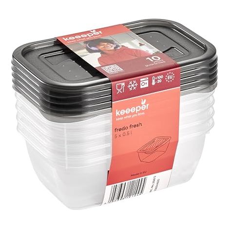 KEEEPER LOT DE 5 BOÎTES DE CONSERVATION RECTANGULAIRES FREDO FRESH 0,5 L 3067282700000