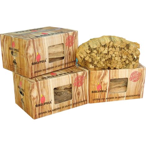 BALTPELL Set Legna da Ardere Ulivo 10Kg-3 cartoni 30Kg+Legnetti accendifuoco 3kg (1/4)