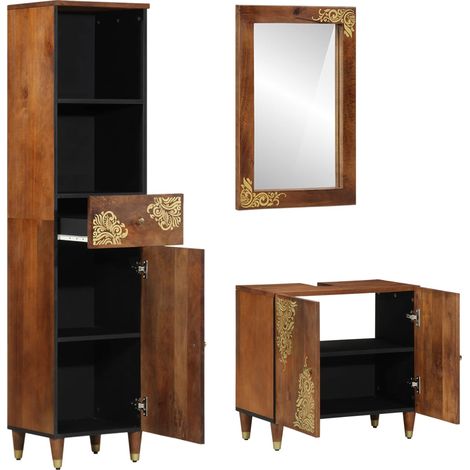 Maison Exclusive - Ensemble de Meubles de Salle de Bain 3 pcs Marron miel (1/5)