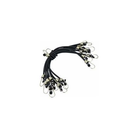 Tendeur Elastique avec Crochet, 10 Pcs 25cm Sangles de Rangement Robustes, Universels Robustes Tendeurs Sandow, Sangles de Tension Multifonction pour Vélos Et Tentes, Sangle à Bagage, Noir