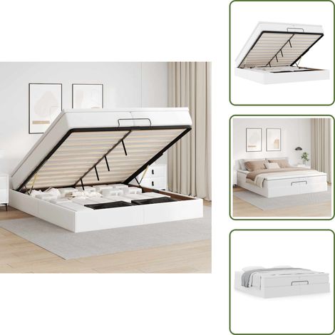 VidaXL Cadre de lit ottoman avec matelas blanc 200x200 cm similicuir (1/5)