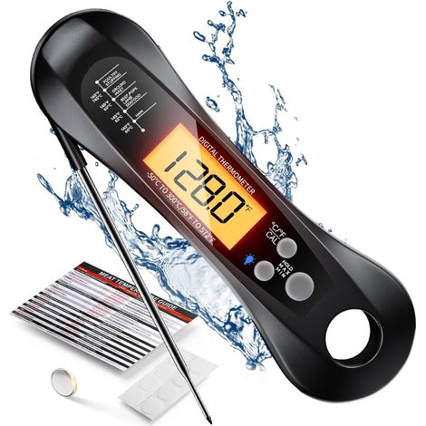 Sofort ablesbares Fleischthermometer, ideal zum Kochen, schnelles und präzises digitales Lebensmittelthermometer mit Hintergrundbeleuchtung, Magnet und Kalibrierungsfunktion, Küchenthermometer