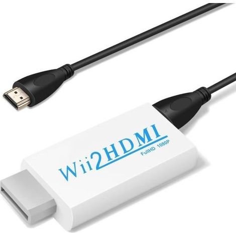 Adaptateur HDMI Wii Convertisseur Wii Hdmi avec Un Câble HDMI Gratuit Signal Vidéo Full HD 720P/1080P avec Audio Sortie Jack 3,5mm (1/4)